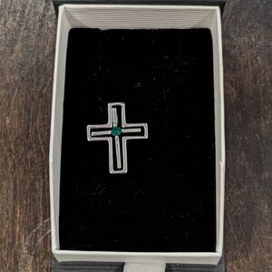 Silvertone Cross Pendant with Removable Inner Pendant